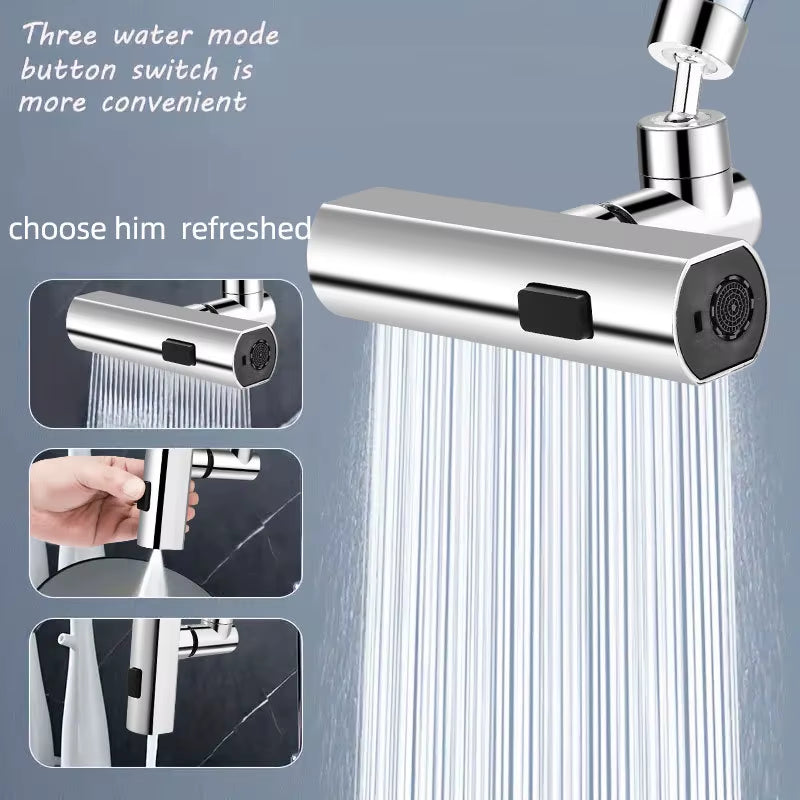 New Kitchen Waterfall Three-Mode Universal Swivel Extension Faucet Splash-Proof Nozzle Sink Multi-Function