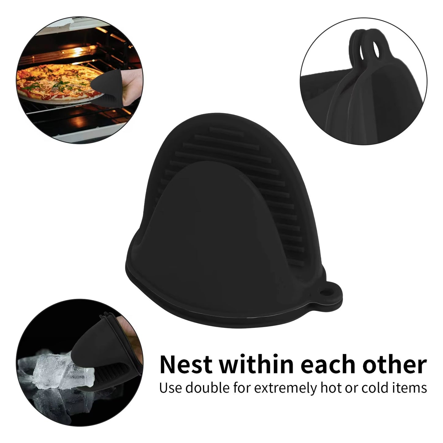 2Pcs Oven Mitts Silicone Heat Resistant Pinch Mitts anti Scalding Non Slip Gloves Clips Pot Holder Cooking Baking Oven Mitts