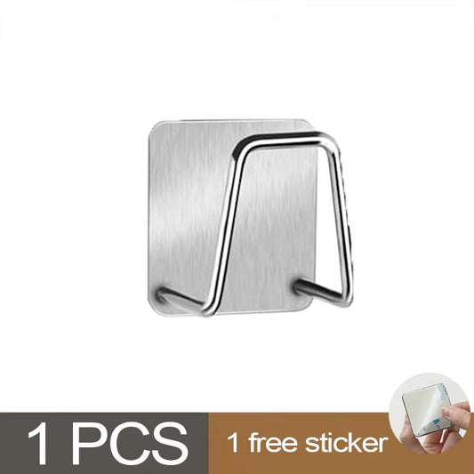 Kitchen Sponges Holder Stainless Steel Sink Sponges Drain Drying Rack Self Adhesive Storage Holder Wall Hooks Kitchen Organizer
