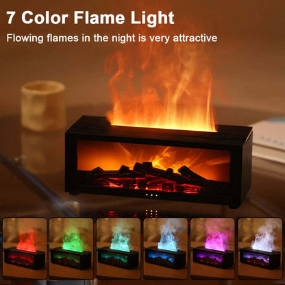 New Flame Aromatherapy Diffuser – 3D Fire Effect Humidifier with Essential Oils | Relaxing Home Fireplace Vibes