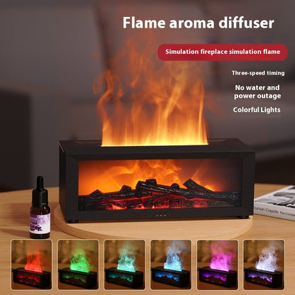 New Flame Aromatherapy Diffuser – 3D Fire Effect Humidifier with Essential Oils | Relaxing Home Fireplace Vibes