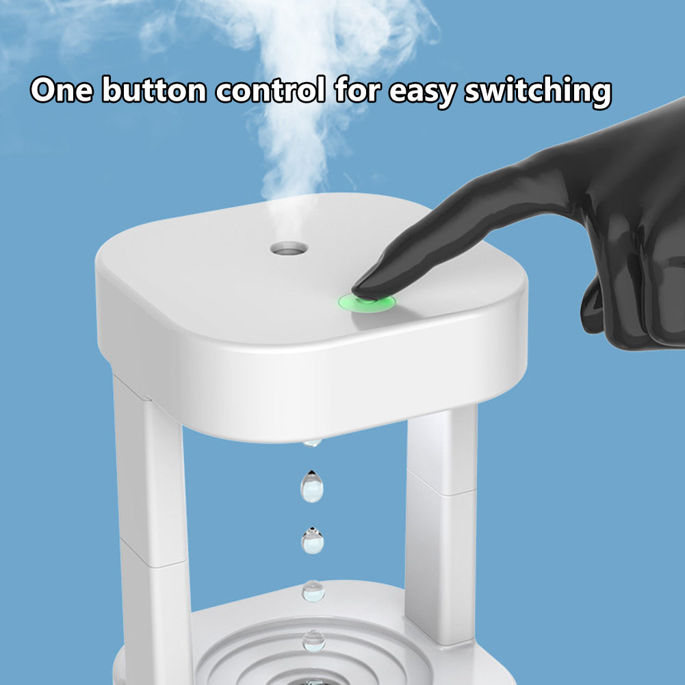 Creative Anti-Gravity Water Drop Humidifier – Ultra-Silent Air Freshener with LED Ambient Light