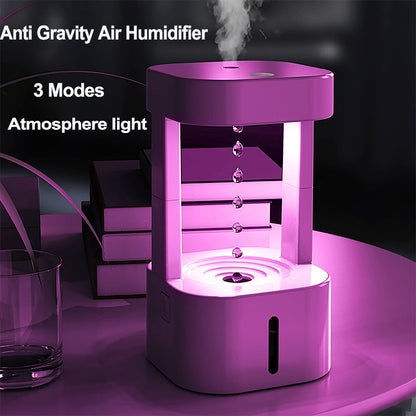 Creative Anti-Gravity Water Drop Humidifier – Ultra-Silent Air Freshener with LED Ambient Light