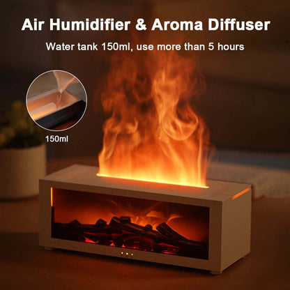 New Flame Aromatherapy Diffuser – 3D Fire Effect Humidifier with Essential Oils | Relaxing Home Fireplace Vibes