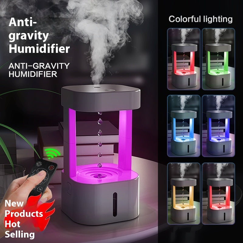 Creative Anti-Gravity Water Drop Humidifier – Ultra-Silent Air Freshener with LED Ambient Light