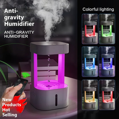 Creative Anti-Gravity Water Drop Humidifier – Ultra-Silent Air Freshener with LED Ambient Light