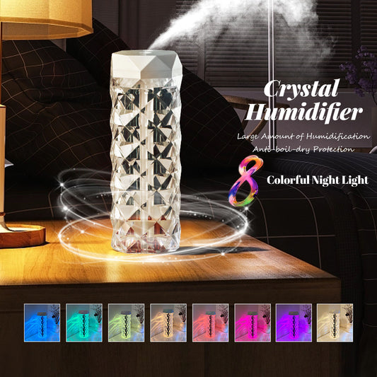 Crystal Lamp Air Humidifier – 3D Diamond Glow Aroma Diffuser | Elegant Light & Mist for Home Relaxation