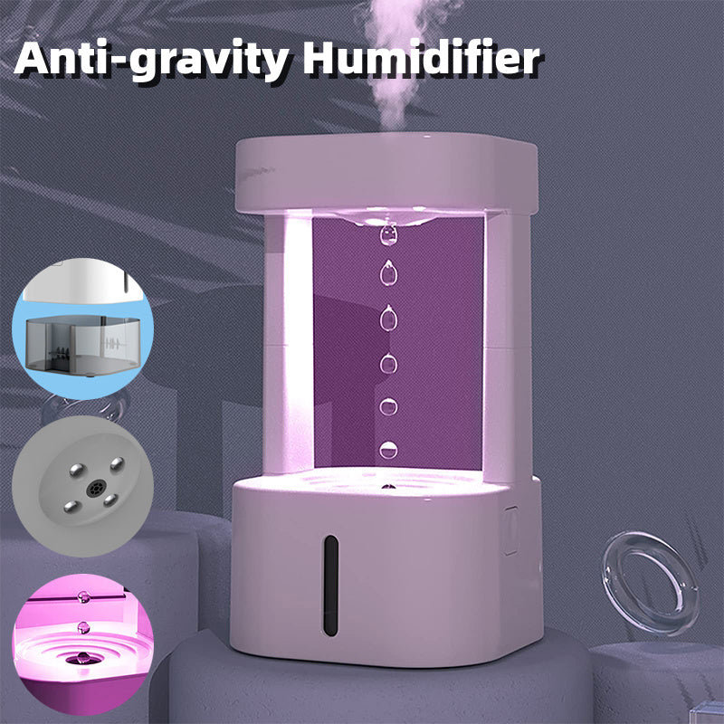 Creative Anti-Gravity Water Drop Humidifier – Ultra-Silent Air Freshener with LED Ambient Light