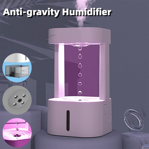 Creative Anti-Gravity Water Drop Humidifier – Ultra-Silent Air Freshener with LED Ambient Light