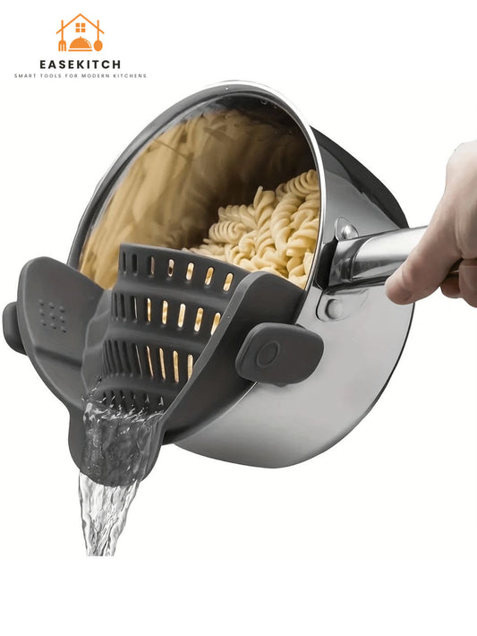 Adjustable Silicone Clip-On Strainer — Easy Clip Kitchen Drainer for Pots, Pans & Bowls