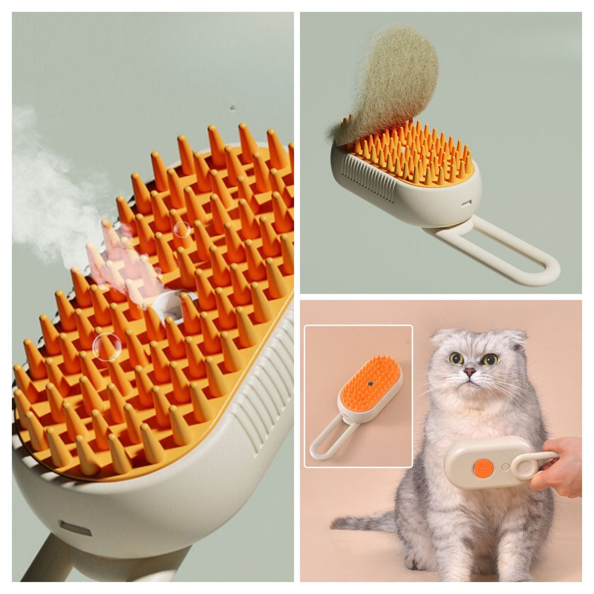 3-in-1 Steamy Pet Grooming Brush | Electric Steam Comb for Cats & Dogs