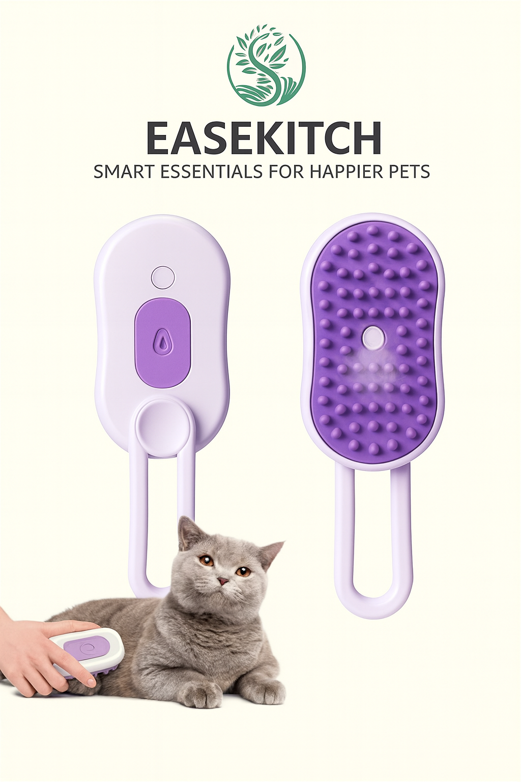 3-in-1 Steamy Pet Grooming Brush | Electric Steam Comb for Cats & Dogs