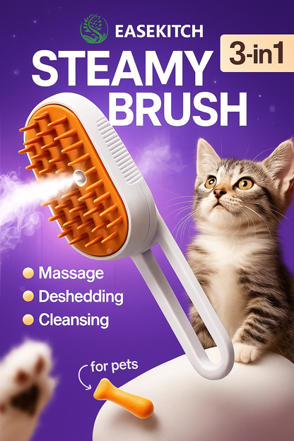 3-in-1 Steamy Pet Grooming Brush | Electric Steam Comb for Cats & Dogs